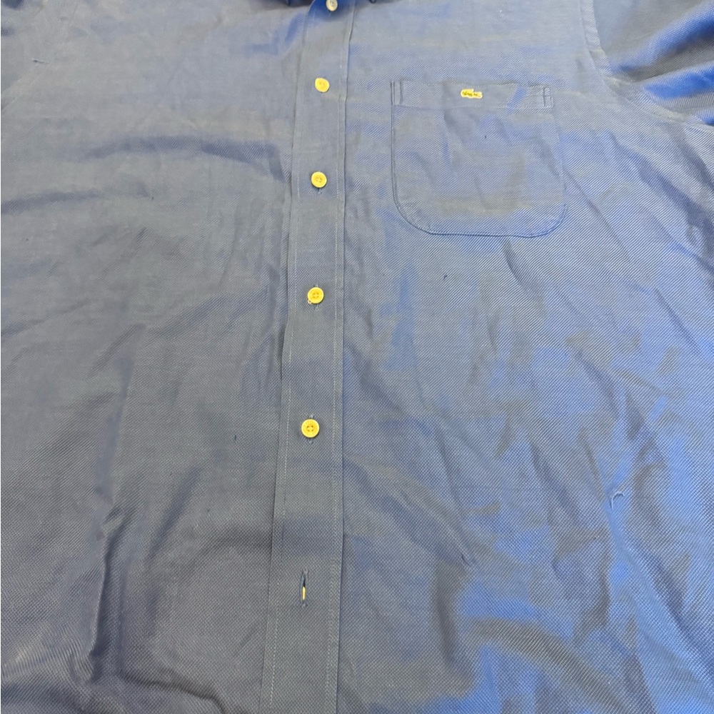 Lacoste Blue Shirt with Yellow Buttons